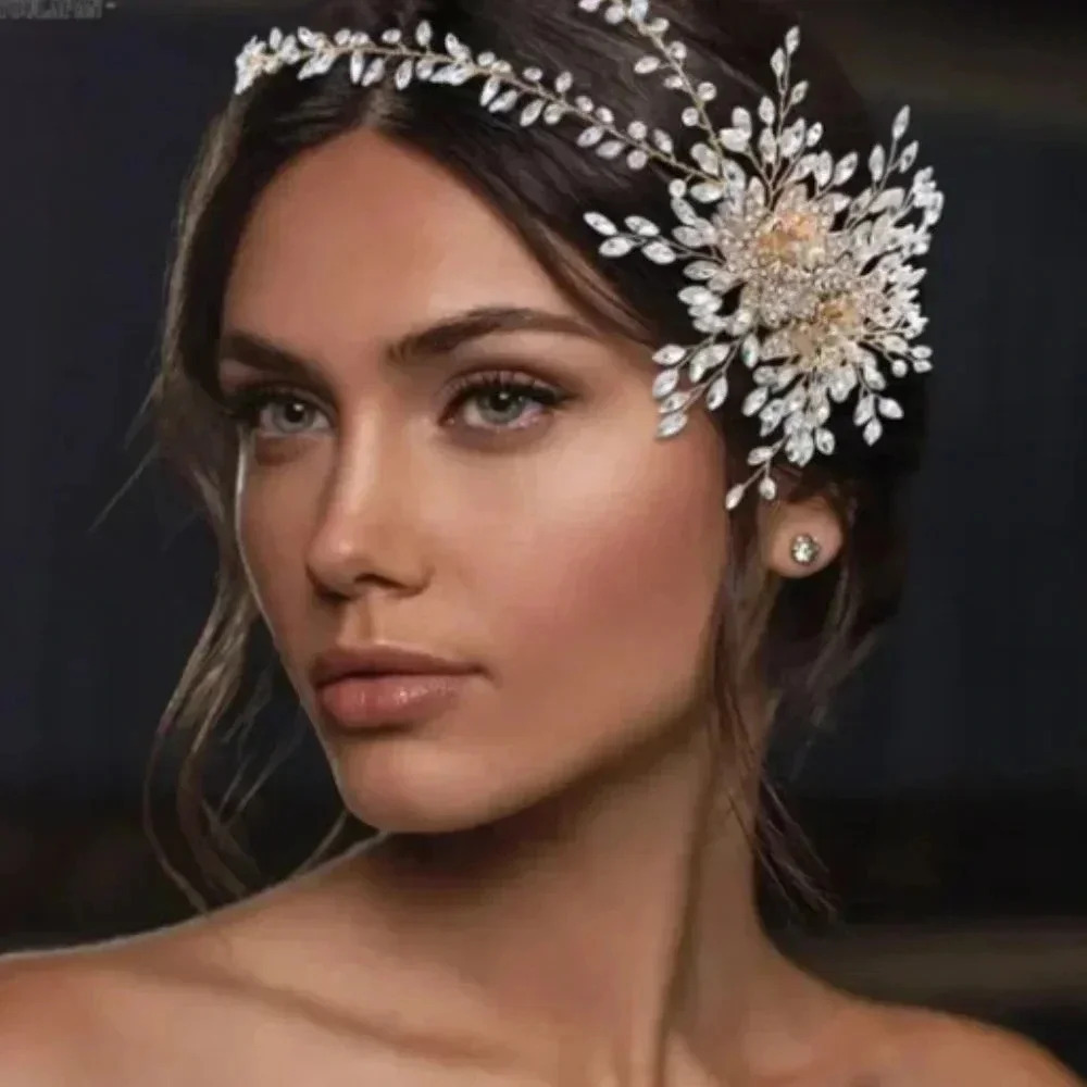 Unique 4pc.Hamdmade Bridal Headpiece Ensemble - Picture 9 of 10